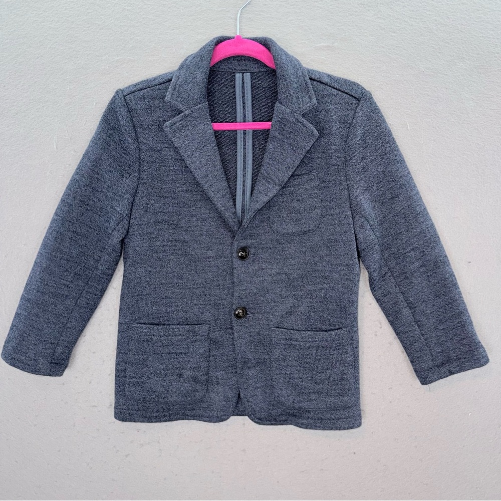 Faherty - little Boys blue melange Knitted blazer collared Jacket 2 buttons SZ 6